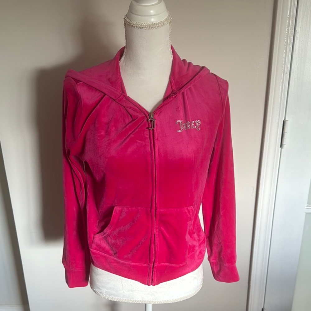 Juicy Couture Pink Velour Zip-Up Jacket Small